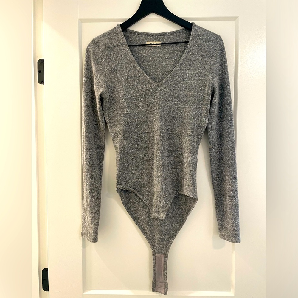 Women’s Madewell Gray Long Sleeve Bodysuit Size SM